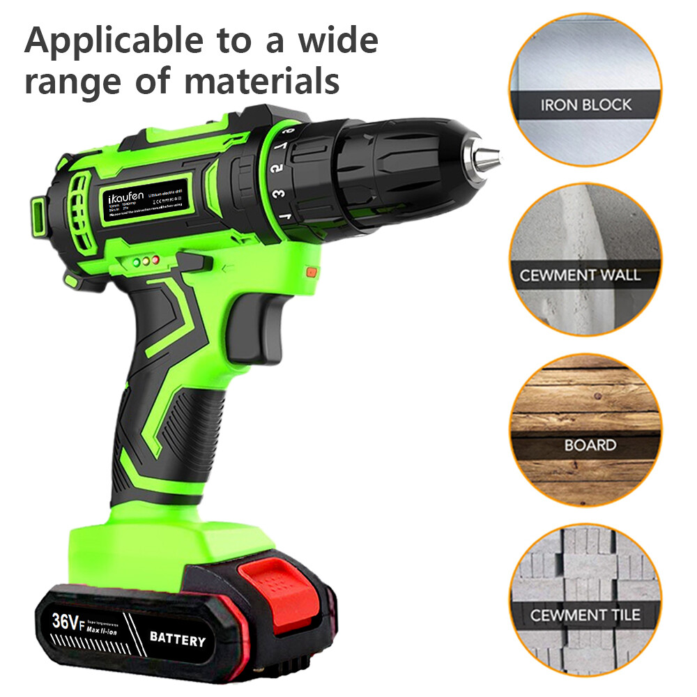 Electric Drill Cordless Fast Screwdriver Set Power Tool W/2 Battery&Charger A09