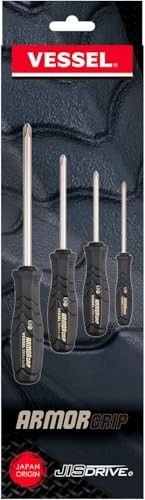 Screwdriver Set 4 Piece Cross Point JIS Ergonomic Magnetic Tip Soft Grip Cr-V