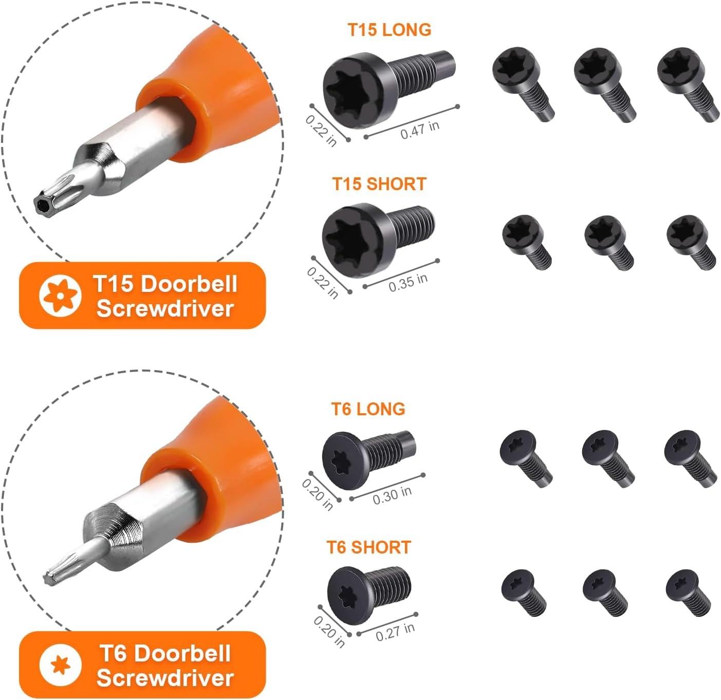Screwdriver for Ring Doorbell Replacement with 4.7 INCH, Orange