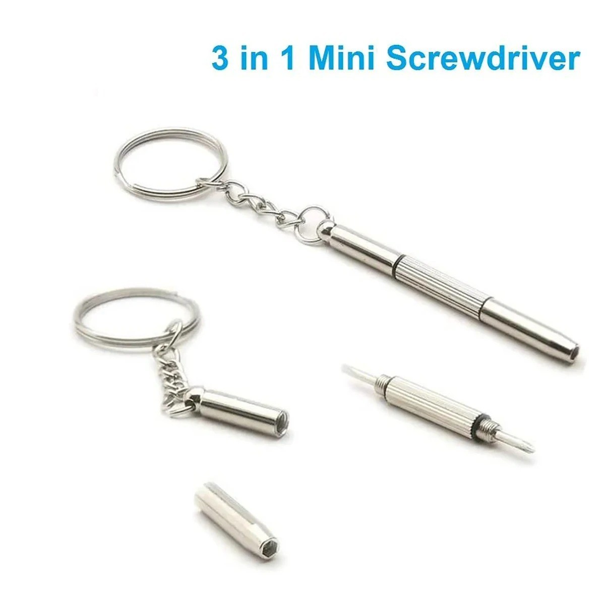 Mini 3-in-1 Glasses Screwdriver Set Spectacle Watch Sunglass Repair Kit Keychain