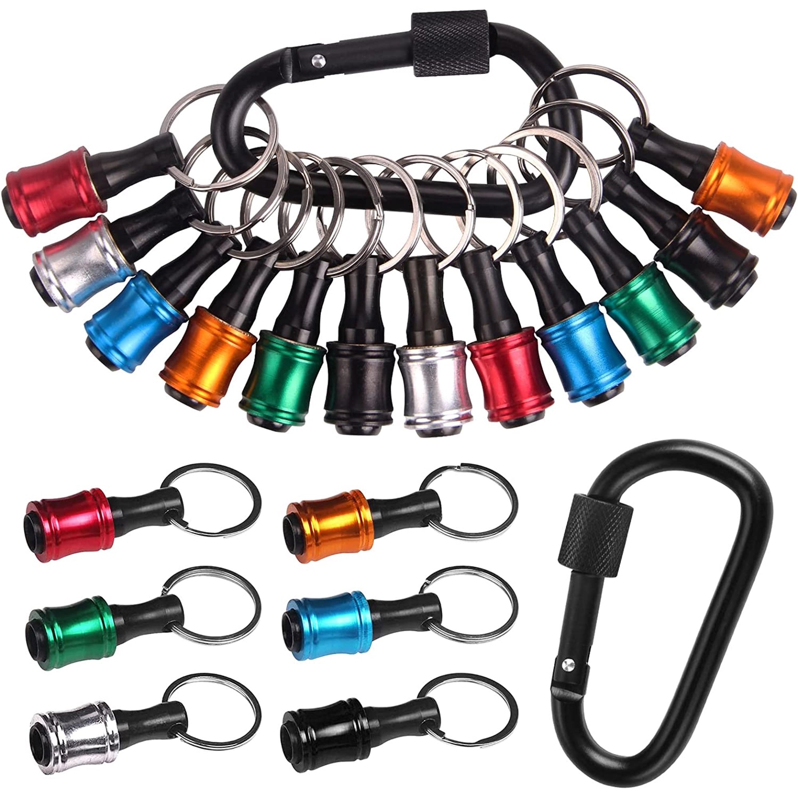 14PCS 1/4″ Hex Shank Quick Release Keychain Screwdriver Drill Bit Holder Bit Set