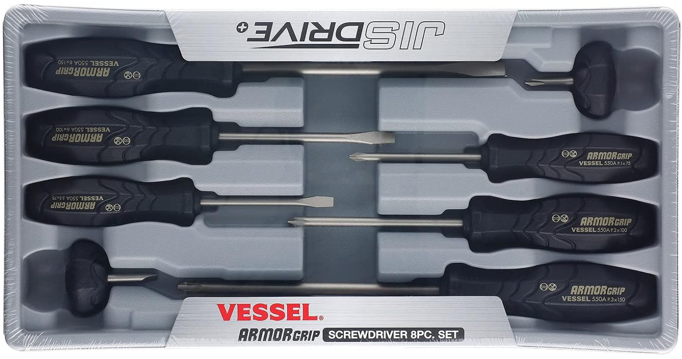 ARMOR GRIP Screwdriver 8PC. Set (JISDRIVE) No.550A8PTU