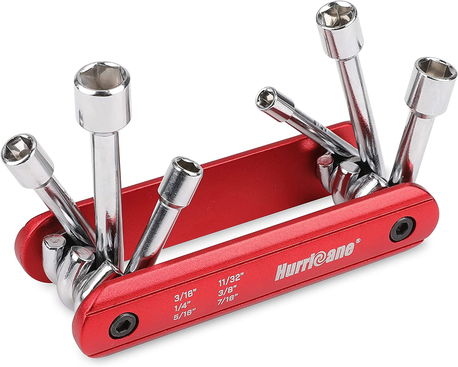 6 in 1 Folding Nut Driver Set SAE, Hex Nut Driver Set, Cr-V Steel Shank. Premium