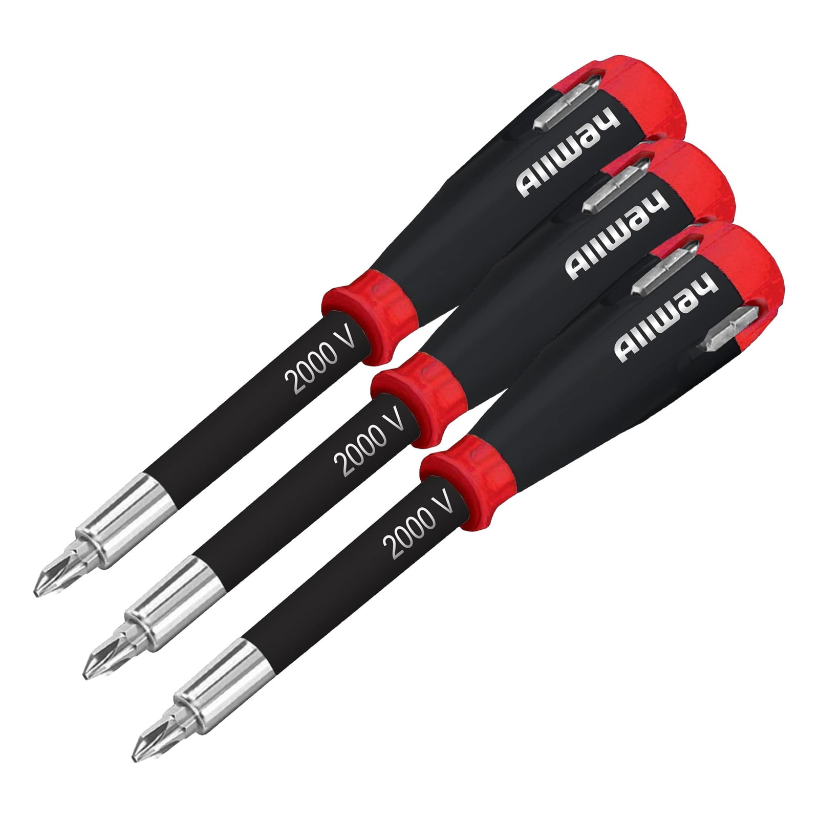 ALLWAY SD41 5-in-1 Lightweight Safety Shockproof 3 Pack, Black and Red