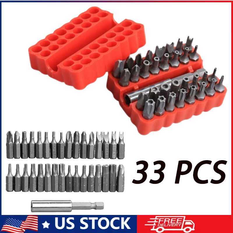 33PCS Torx Security Bit Set Hex Star Spanner & Tri-Wing Tamper-Proof Tool US