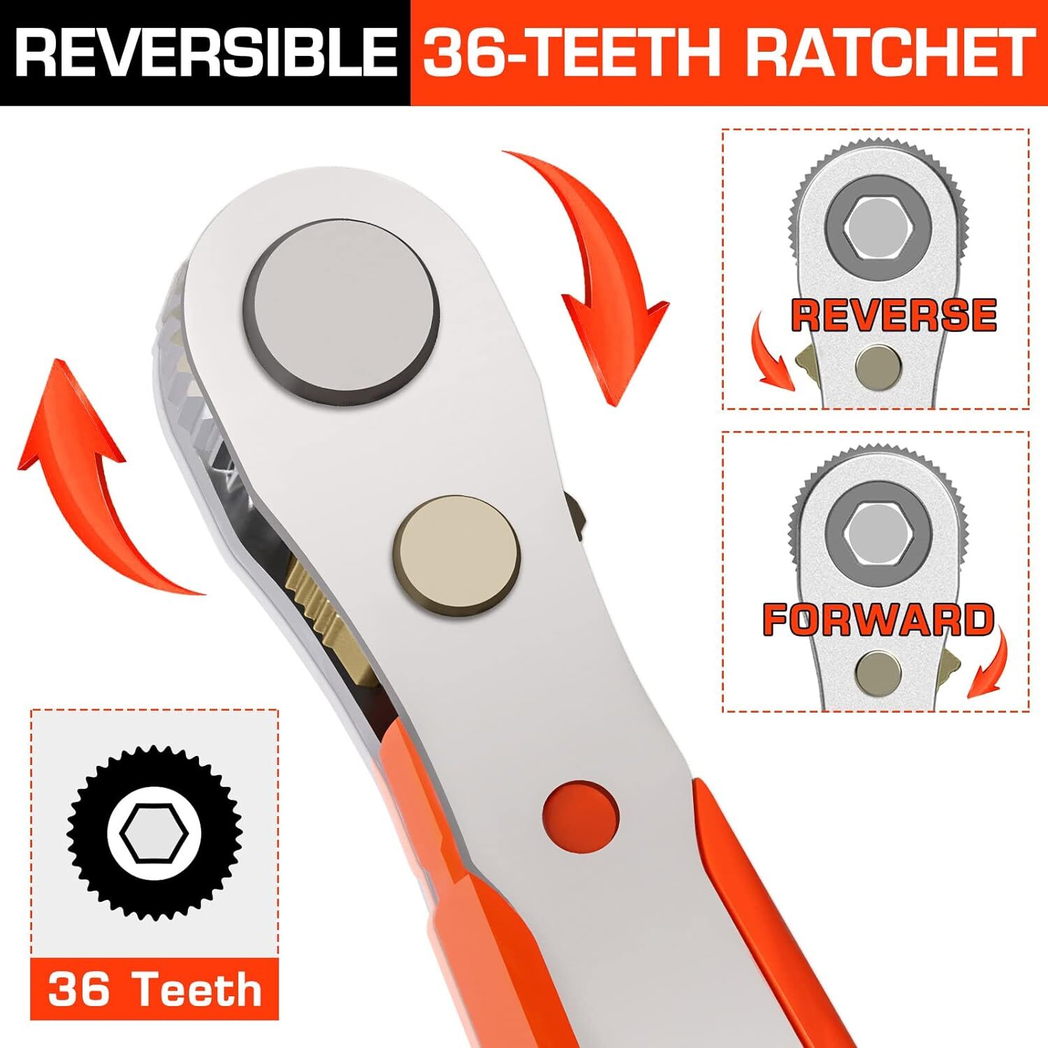 Magnetic Right Angle Screwdriver Hex Forward & Reverse Ratchet Wrench +10 Bits