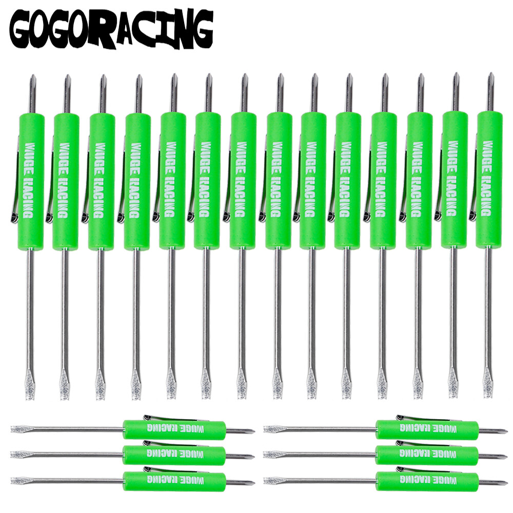 20 X Green Mini Pocket Screwdriver Phillips & Flat Head Tip with Magnet and Clip