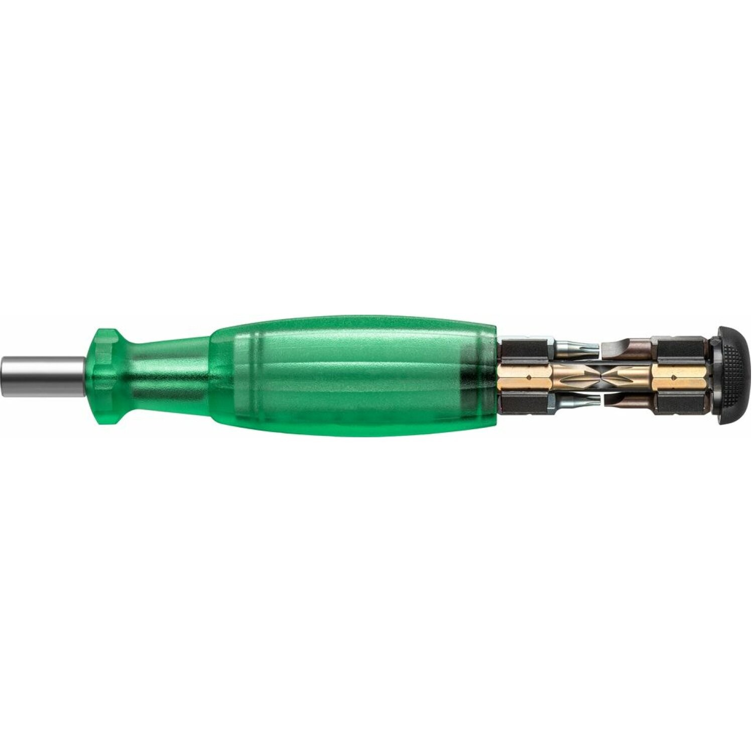 PB Swiss PB 6464.Green Bit Holding Screwdriver with Magazine, Sl, Ph, Tx, 9 Pcs