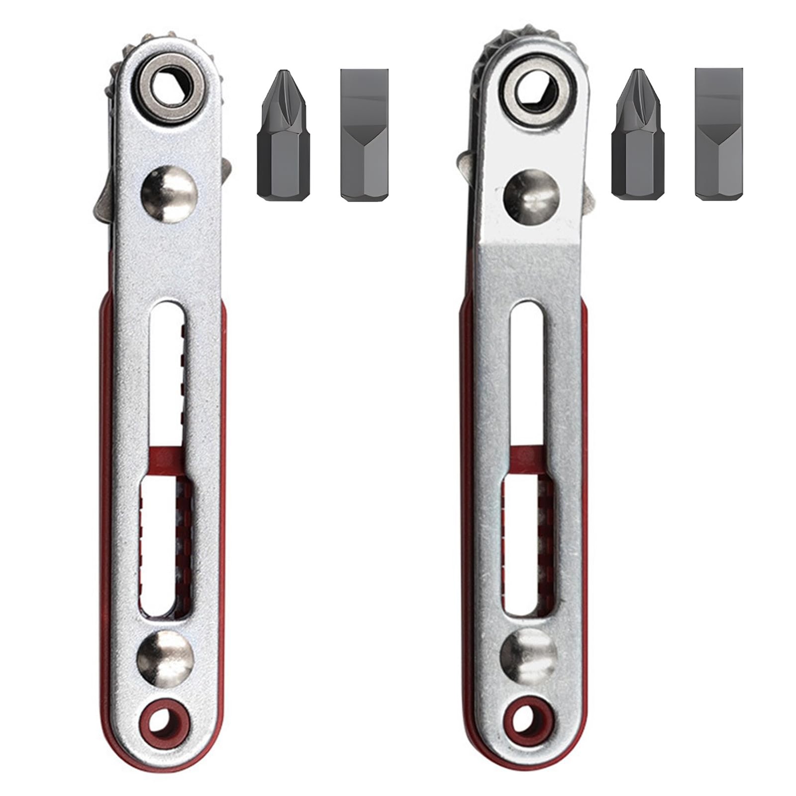 Mini Ratchet Wrench Screwdriver Set – 2 Pcs Elbow Head & Flat Head 1/4 Inch H…