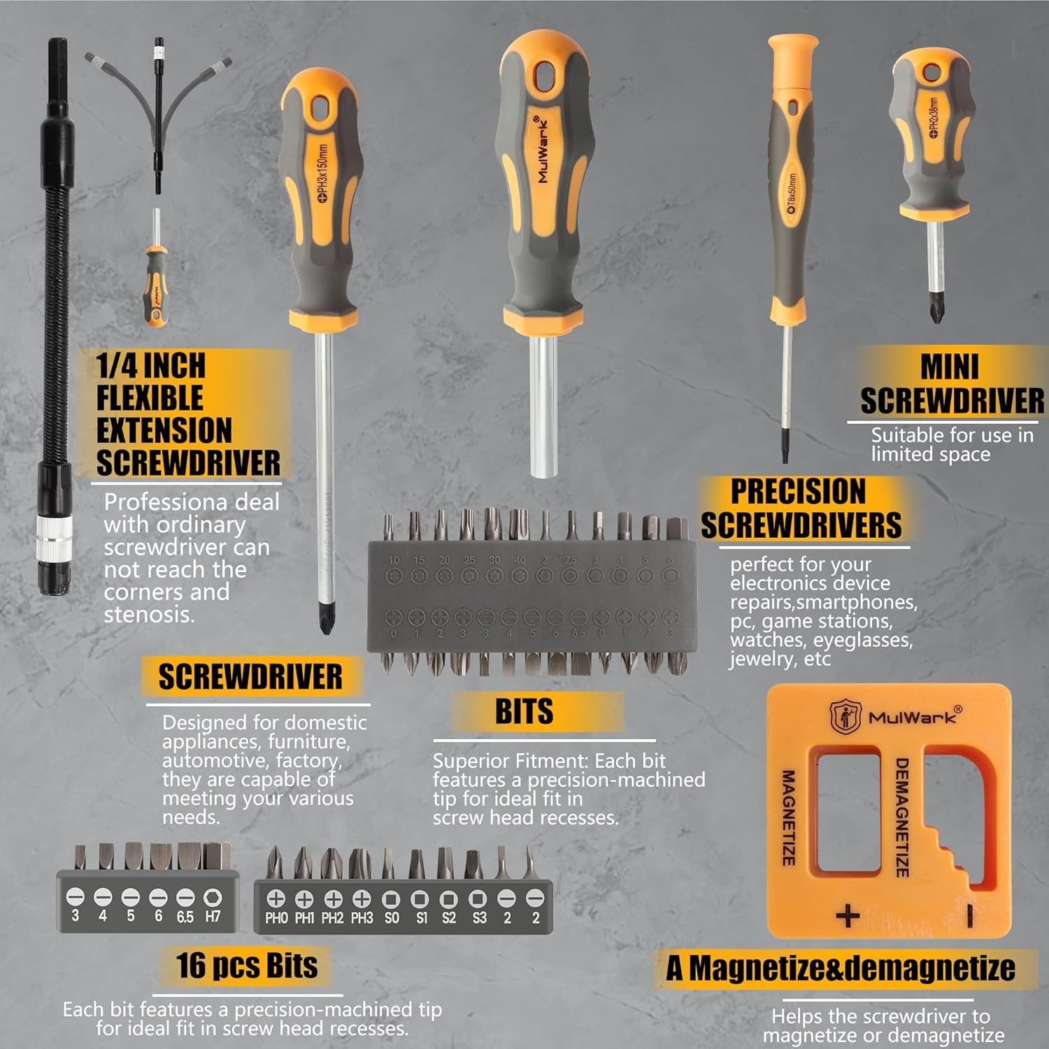 59-Piece Magnetic Screwdriver Set with Case – Includes Various Bits Garage Tools
