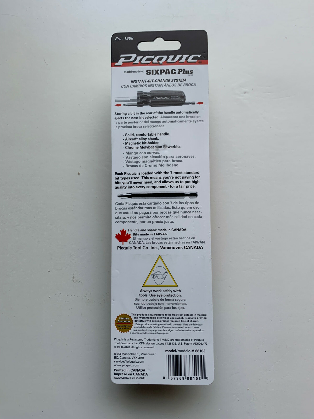 PICQUIC SIXPAC Plus Screwdriver Multi Bit with 7 Hex Powerbits “Bright Orange”