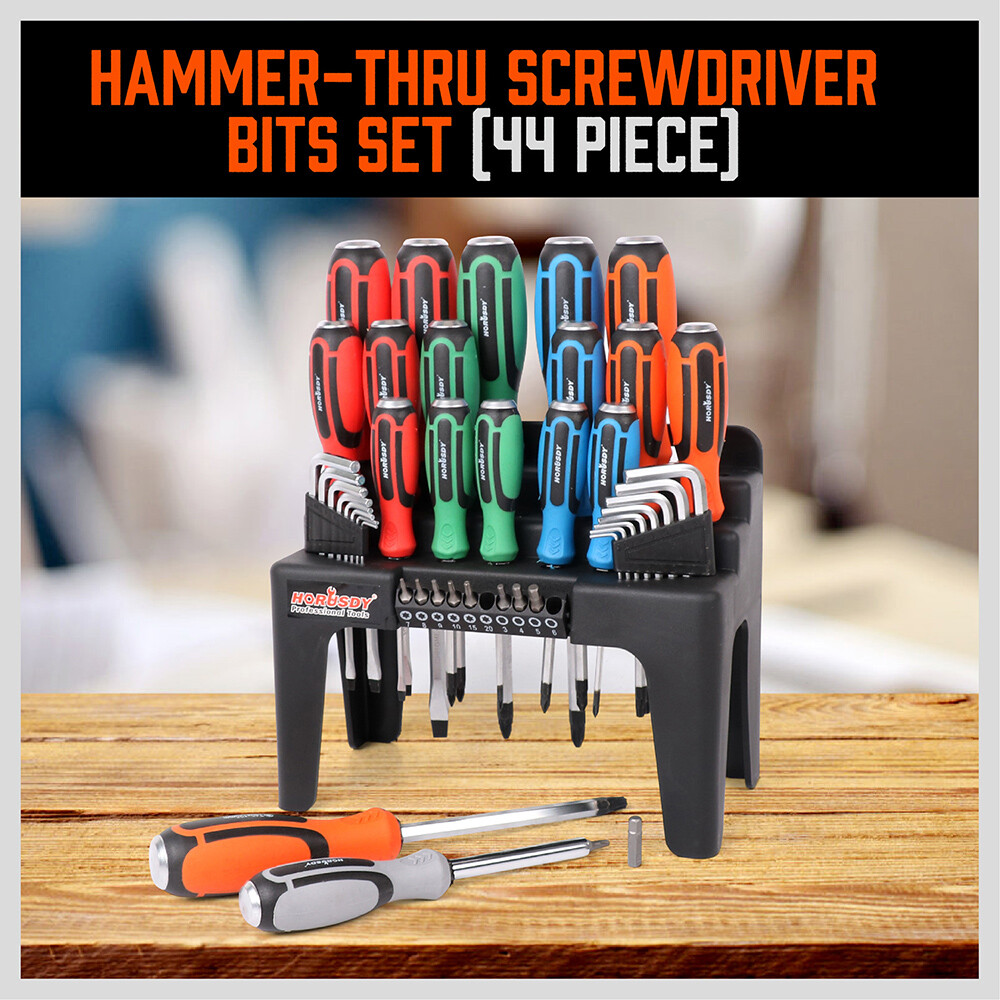 HORUSDY 44PCS Mangetic Screwdriver Set Go-Thru Steel Blades High Torque Racking