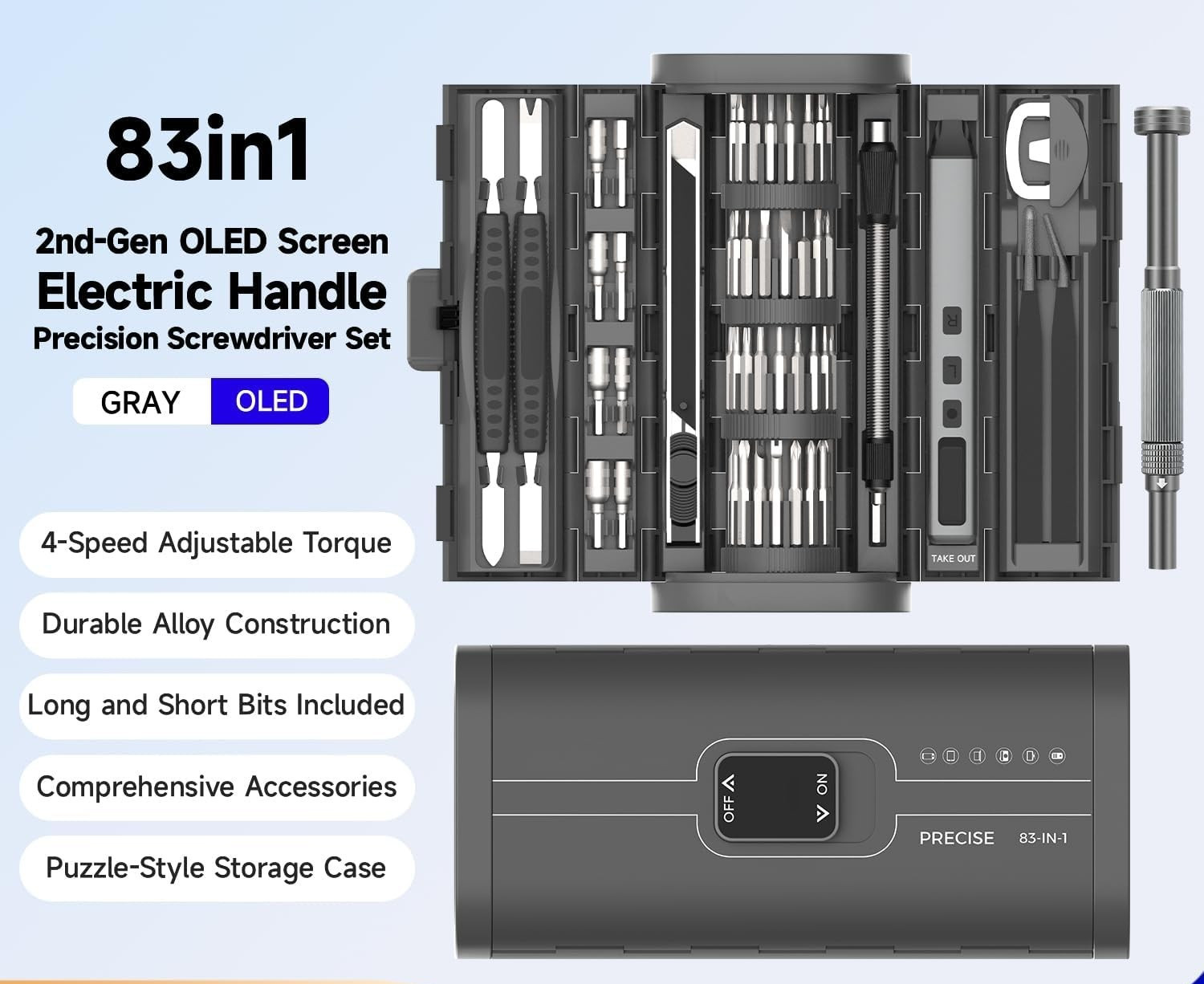 83 in 1 Precision Electric Screwdriver Kit Magnetic Repair Tool Set 71 Bits