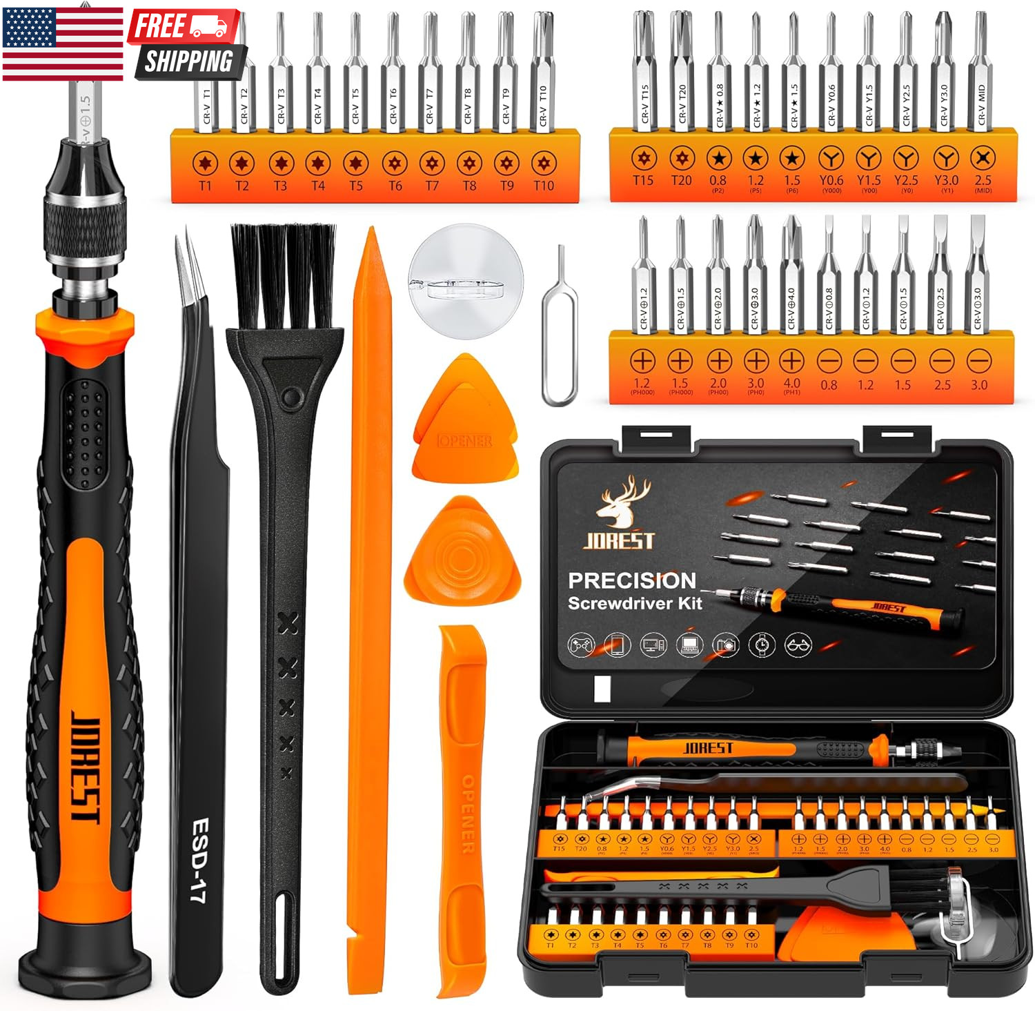 40Pcs Small Precision Screwdriver Set S2 Steel Magnetic Screwdriver Set with Tor