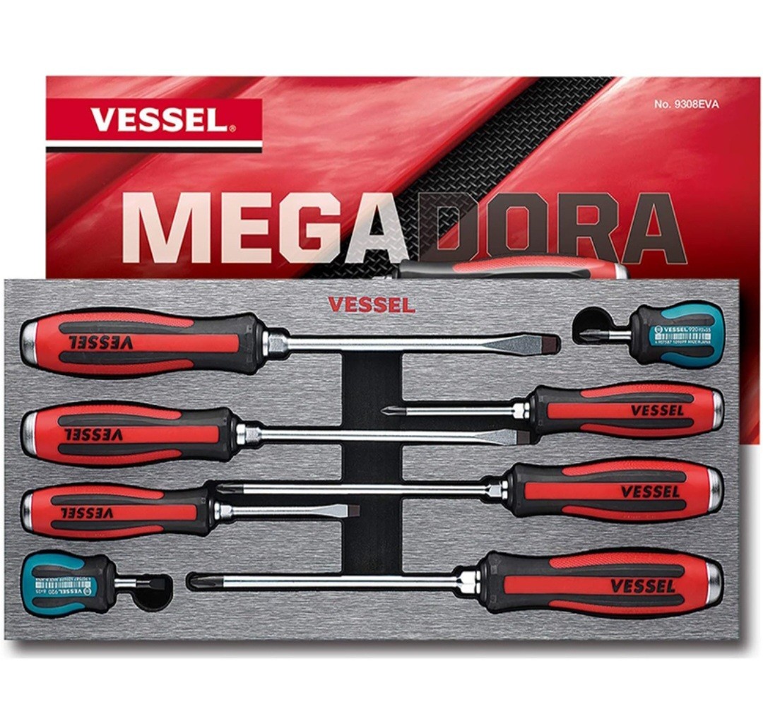 VESSEL MEGADORA Tang Thru professional quality 8p Screwdriver Set 9308EVA Japan