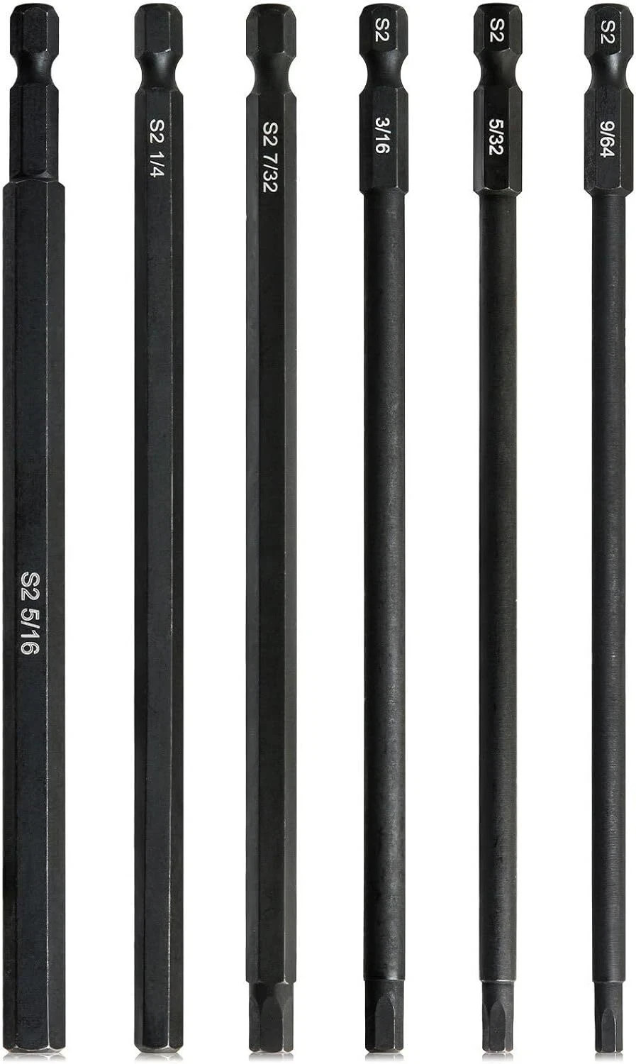 6″ Long 1/4 Inch Hex Head Allen Wrench Drill Bits Sae 9/64″ 5/32″ 3/16″ 7/32″ 1/
