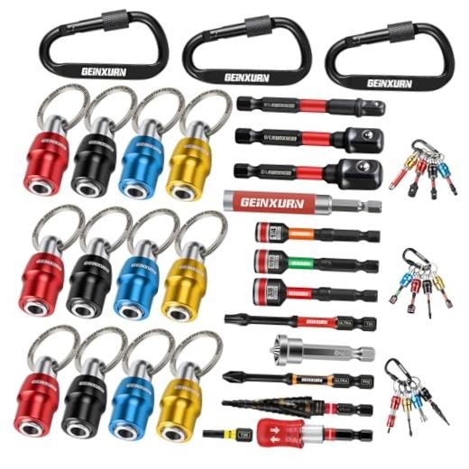25Pcs Bit Holder Key Chain, 1/4″ Hex Shank One Handed Quick Change& 25pcs