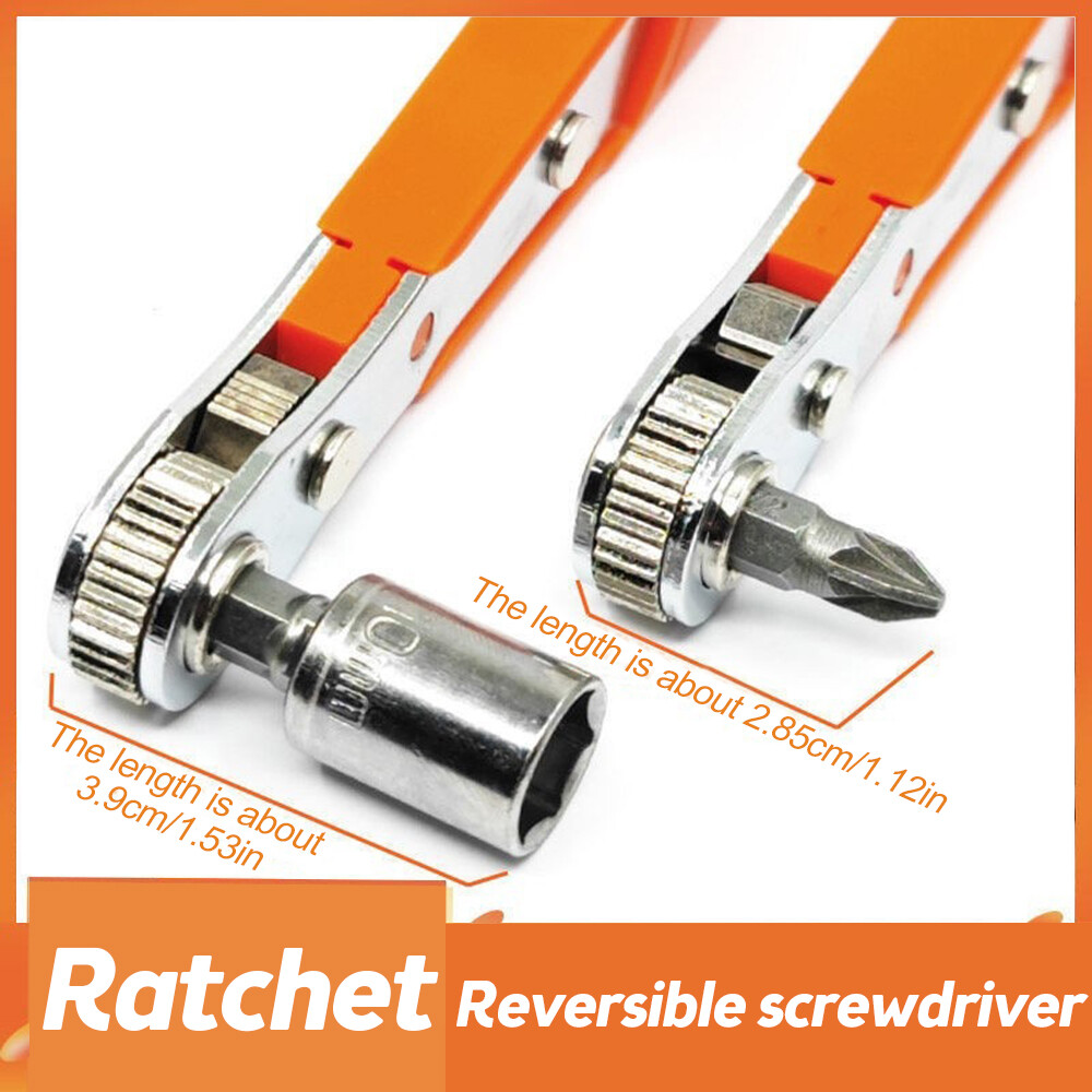 Ratcheting Right Angle Screwdriver Hex Drive 90 Degree Offset + 10pc Bits Set!