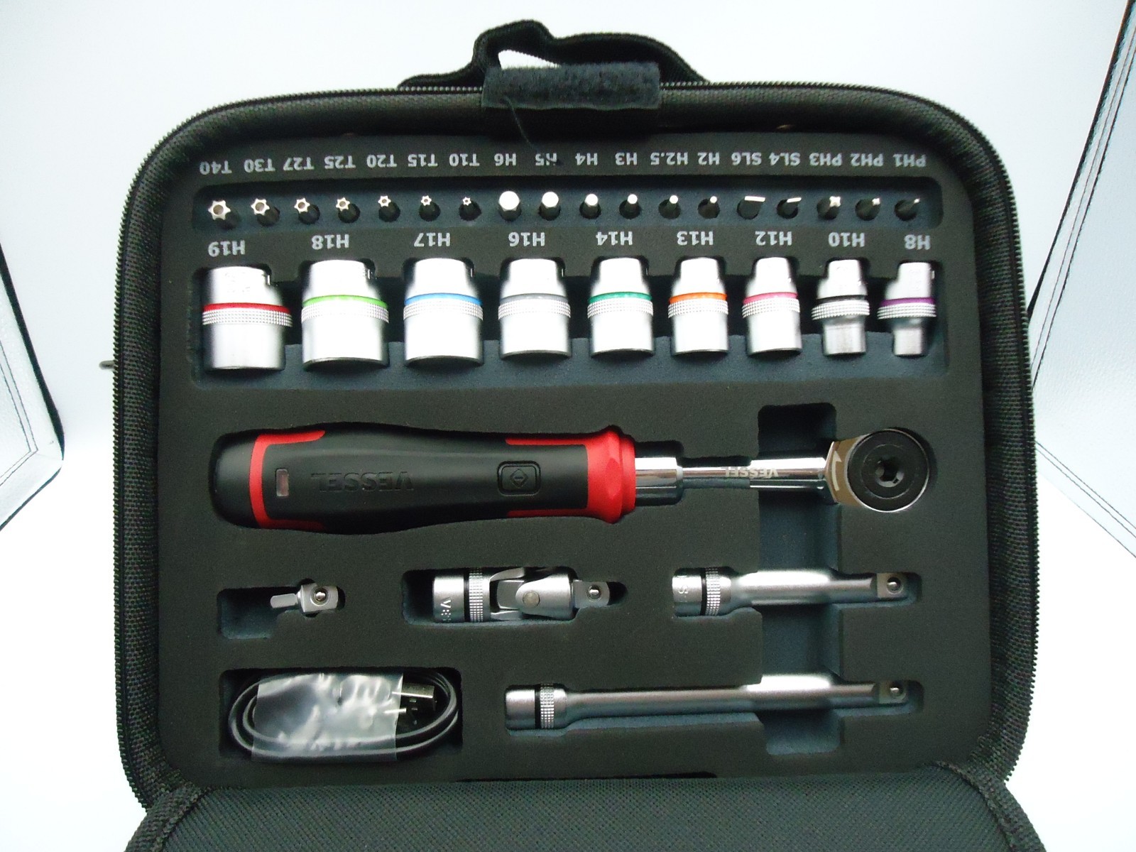 VESSEL 400ER3-1M Electric Ratchet Set USB-C Rechargeable 31pcs Japan Tool