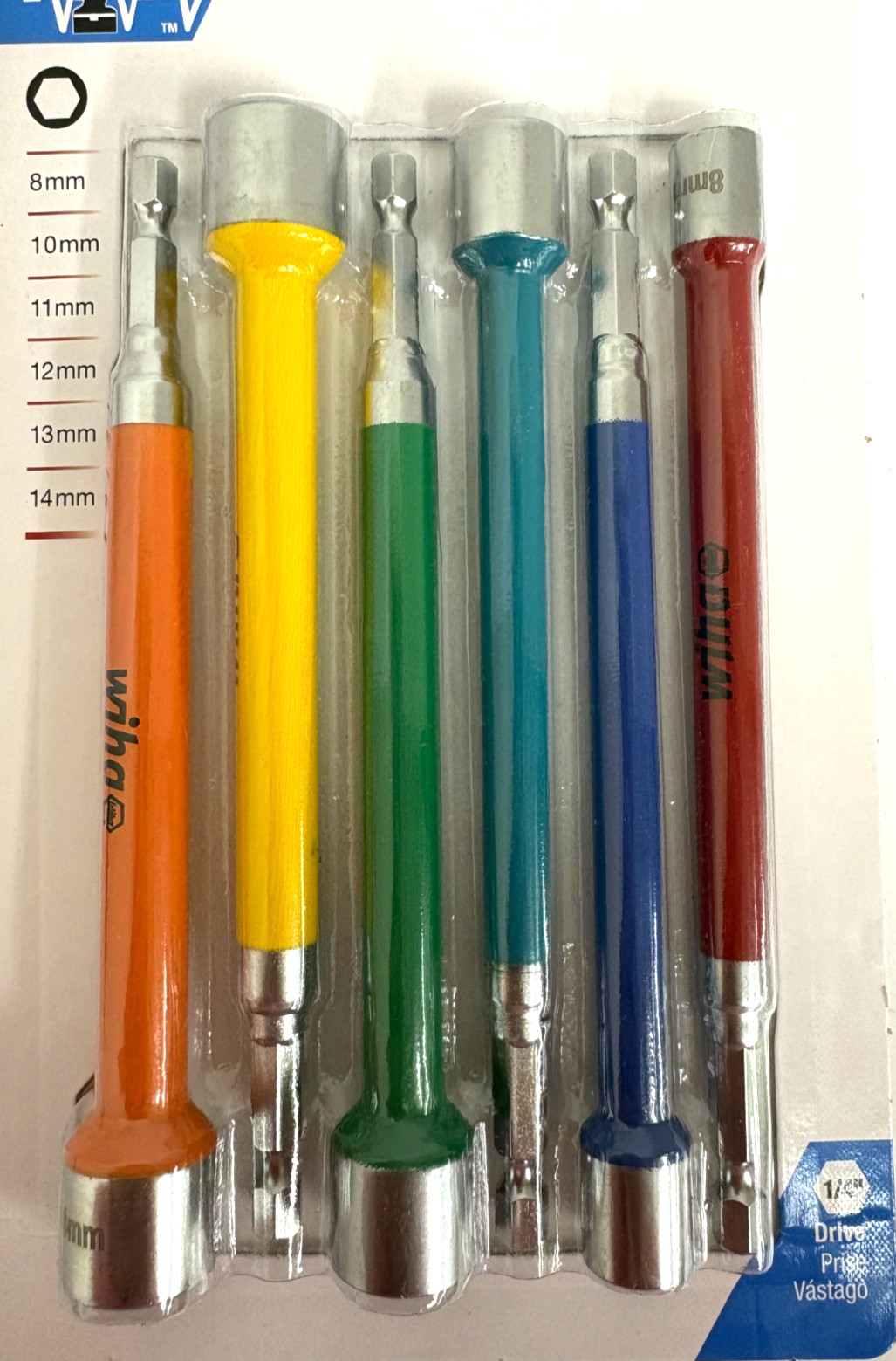 WIHA 70487 COLOR CODED MAGNETIC METRIC NUT SETTERS 6 PCS