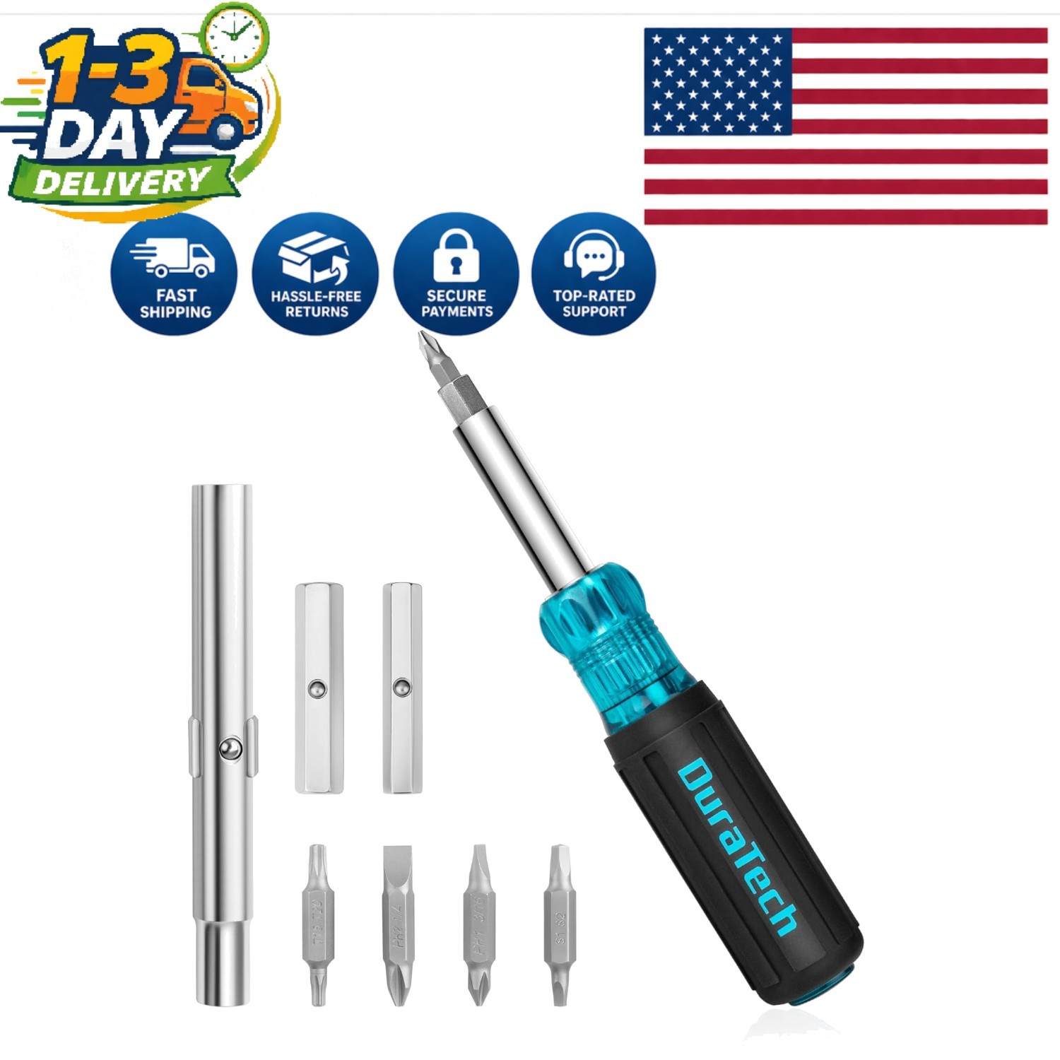 Ergonomic 11-in-1 Screwdriver Set – S2 Steel Bits for Professionals