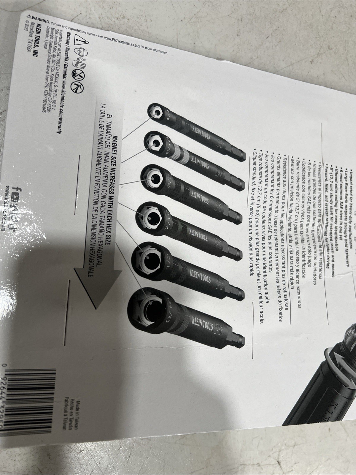 Klein Tools 32950 Hollow Magnetic Color-Coded Ratcheting Power Nut Driver, 7 Pc.