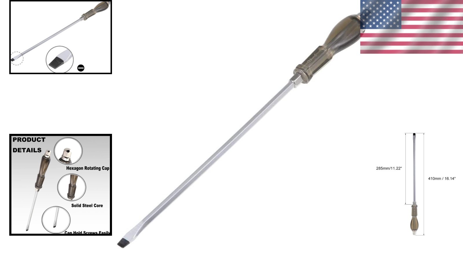 Heavy-Duty 12-Inch Slotted Impact Screwdriver for Demolition & General Repairs
