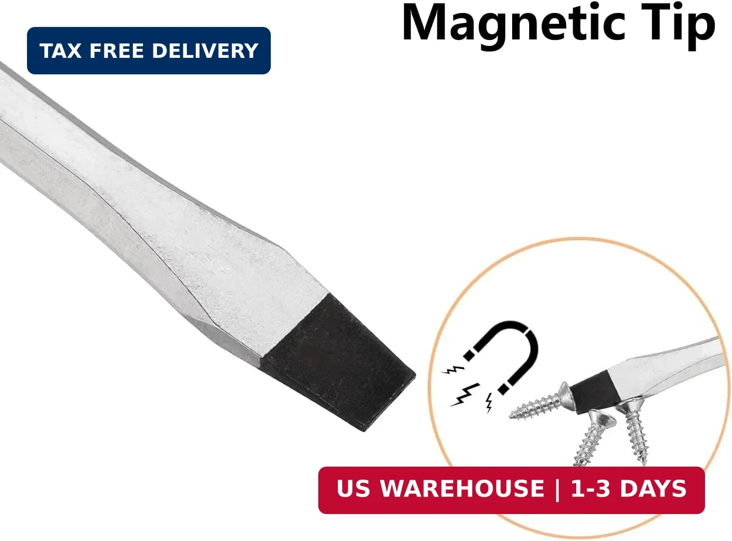 1Pcs Demolition Screwdriver, 8mm Flathead Screwdriver 11.8 Inches with Ergonomic