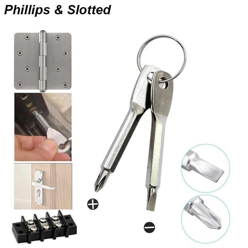 Portable Mini Screwdriver Keychain Phillips Slotted EDC Repair Tool Set