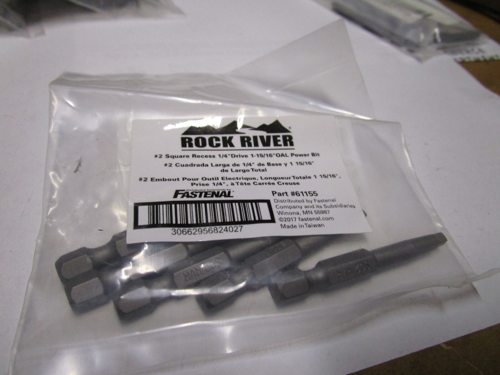 #2 Square x 2-3/4″OAL 1/4″ Hex Rock River® Standard Power Bit QTY 5