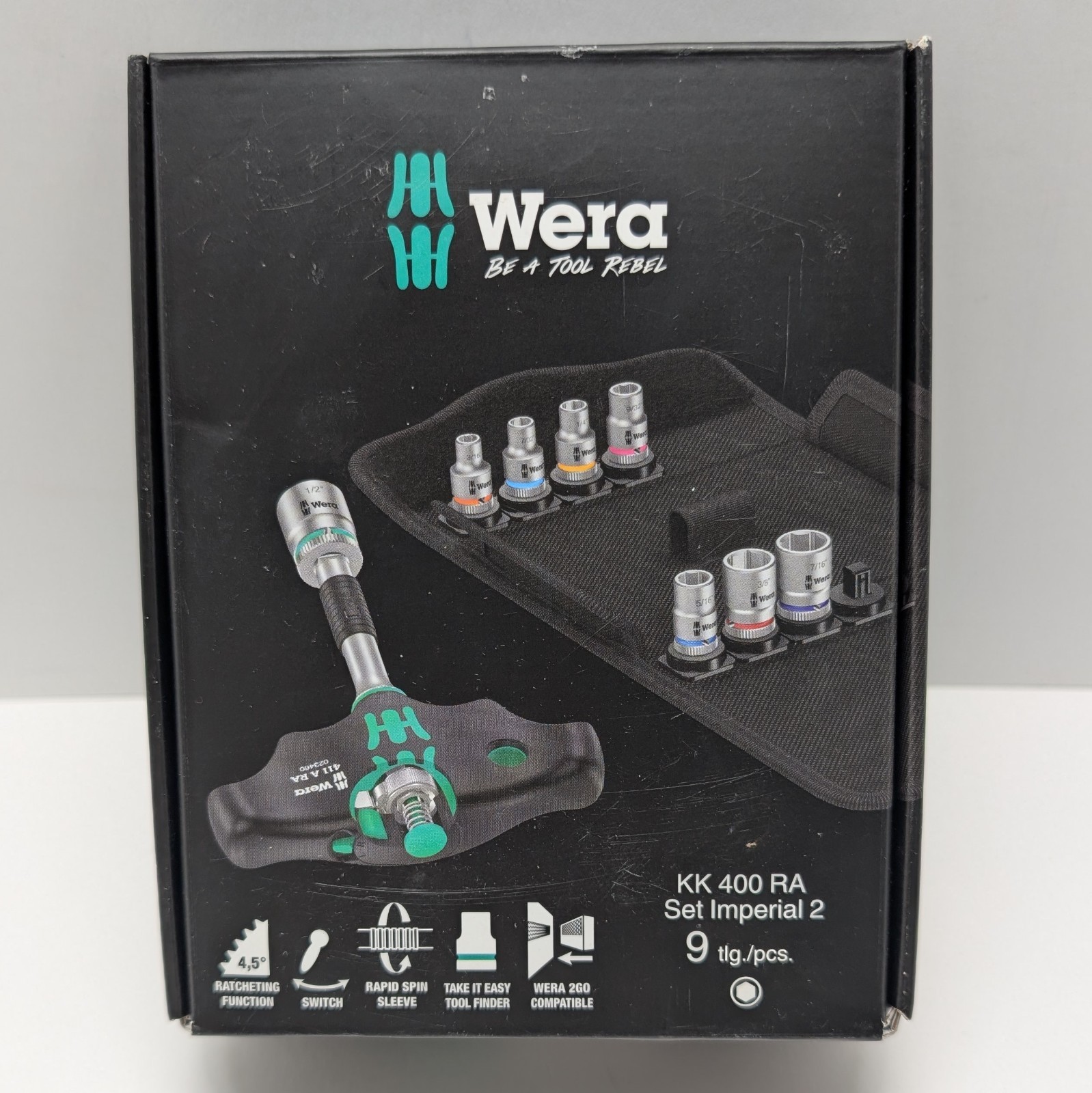 Wera Kraftform Kompakt 400 RA Set Imperial 2 Ratcheting T-Handle 05057474001