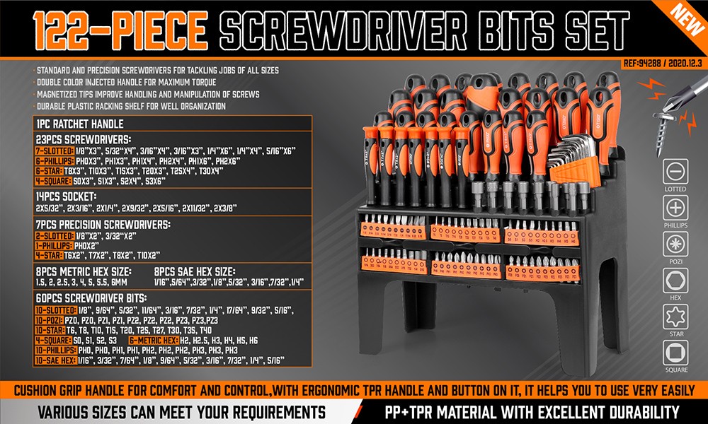122Pc Magnetic Screwdriver Set Ratchet Handle Nut Driver Hex Key Socket Bits