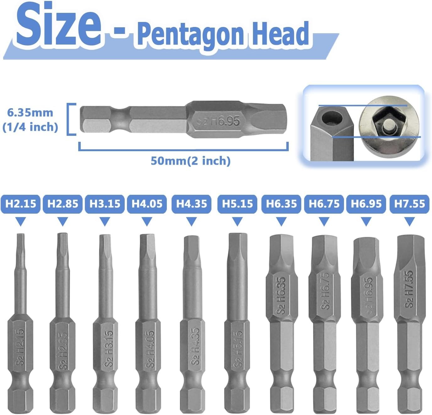 10 Pieces Torx Star 5 Point Security Tamper Proof Screwdriver Bits with 1/4″ Hex