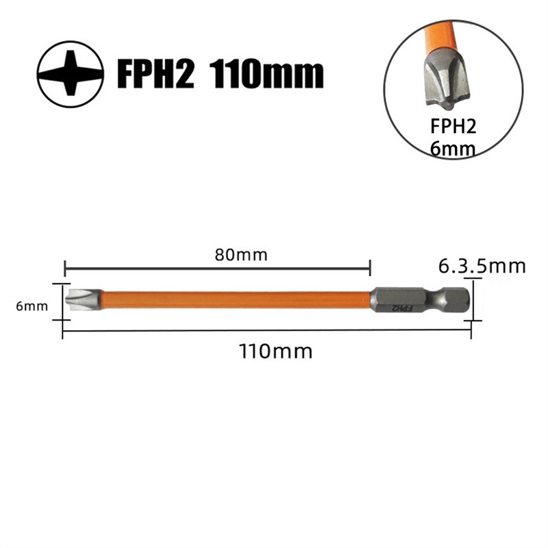 5PC FPH2 Impact Screwdriver Bit Set-S2 Steel 65mm & 110mm Slotted Heads 2025 NEW