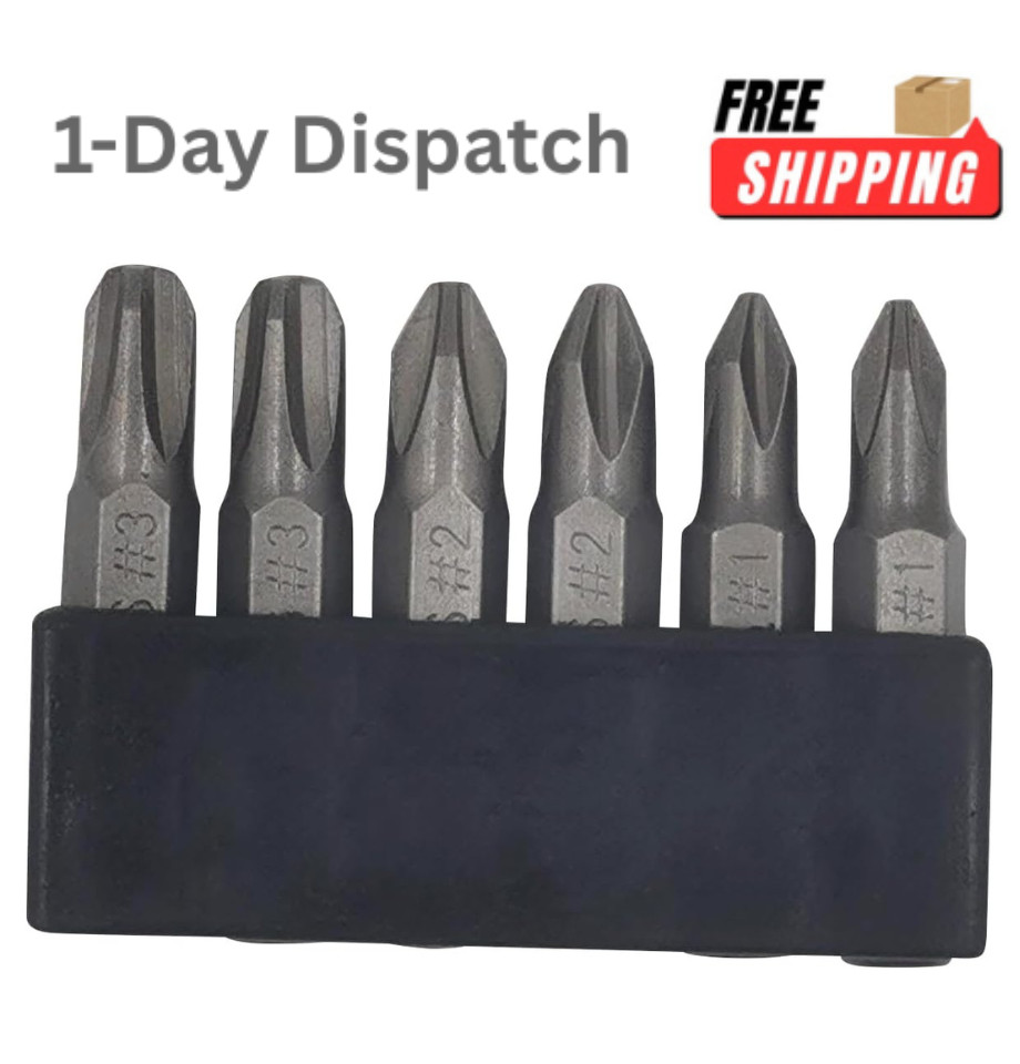 6Pcs JIS Screwdriver Bit Set 35mm Magnetic Tip S2 Steel 1/4 Hex Shank for Japane