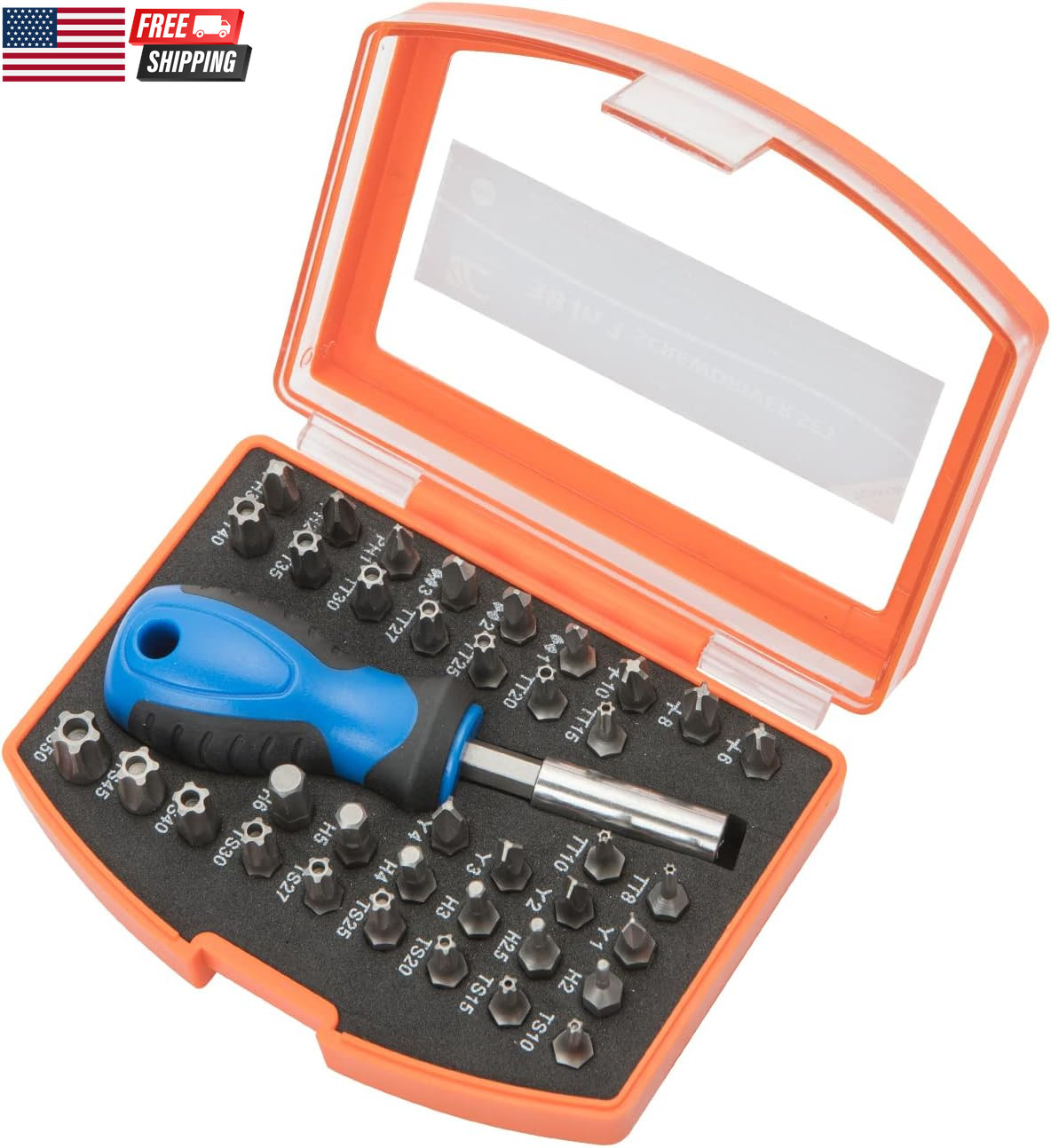 38-Piece 1/4 Bit Driver Screwdriver Bit Set with Portable Case, Chrome Vanadium