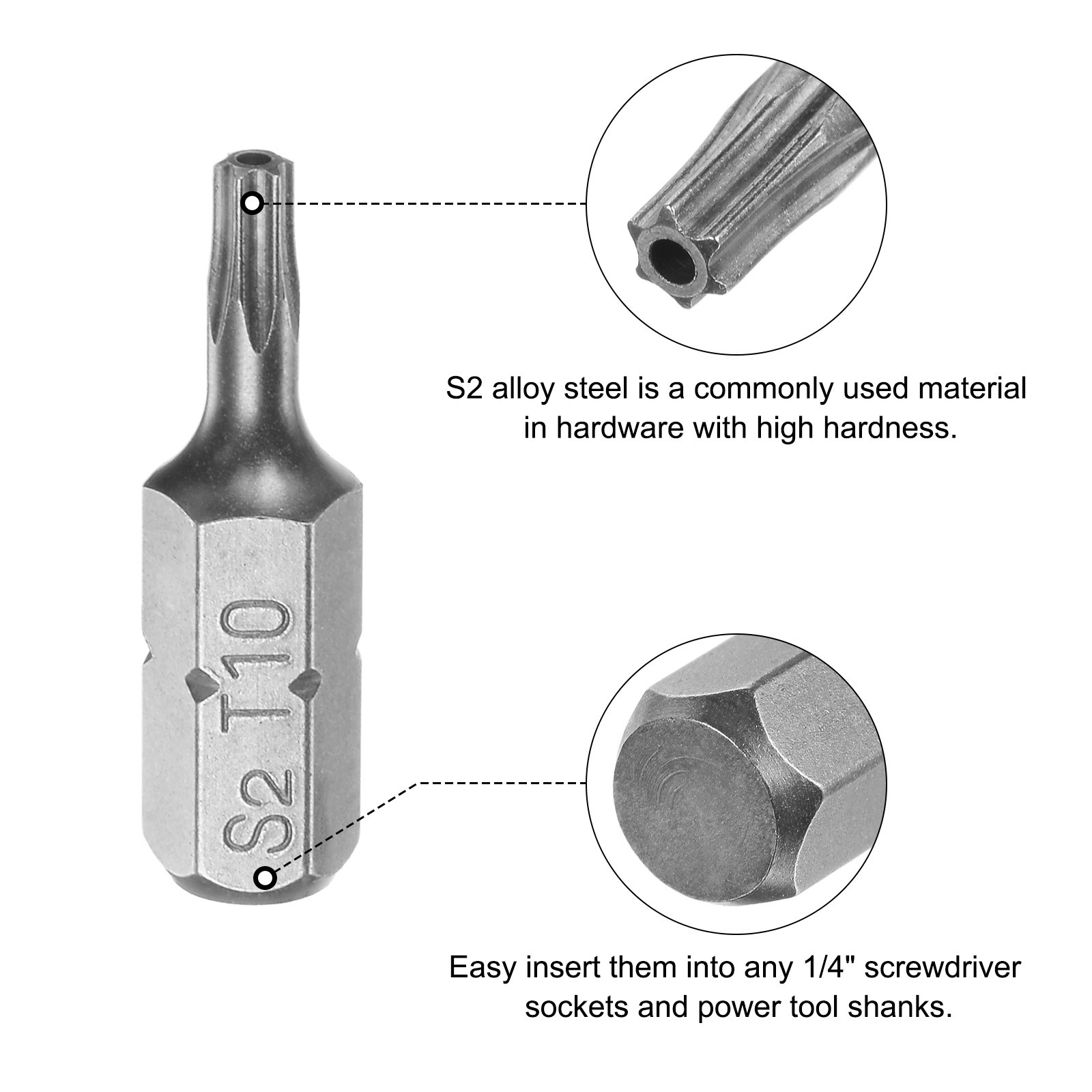 25pcs Torx Bits 1/4″ Magnetic Screwdriver T10 Screw Driver Bit S2 Alloy Steel
