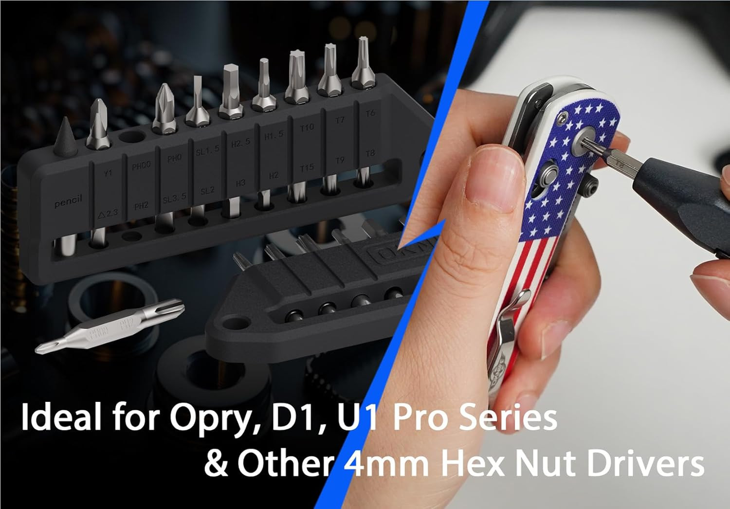 MBS1 4Mm Hex Bit Screwdriver Set, 9 PCS Durable S2 Tool Steel Double-Ended Bit S