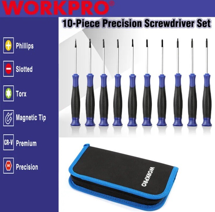 WORKPRO 10PCS Precision Screwdriver Set Phillips Slotted Torx Star Screwdrivers