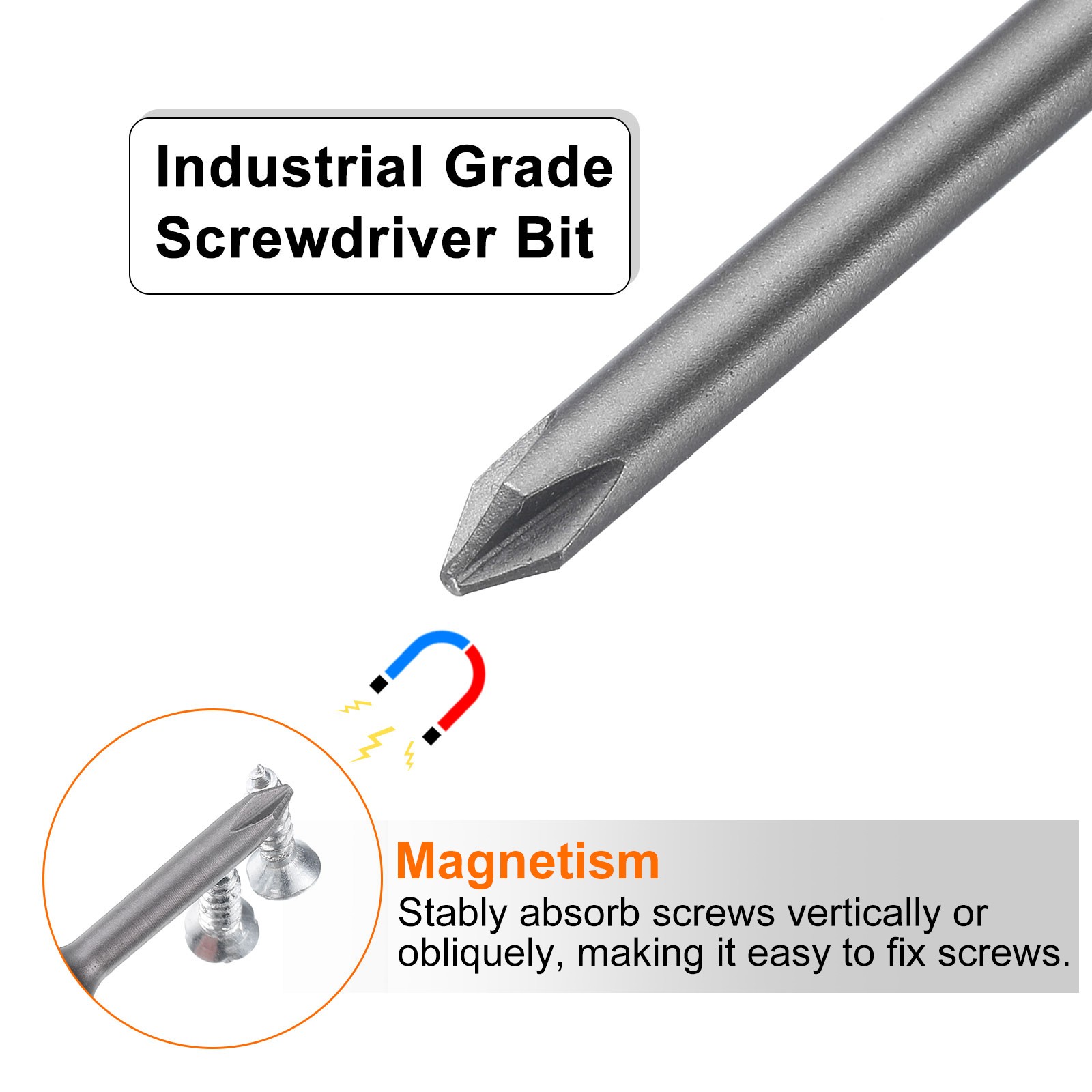 5Set Magnetic Phillips Screwdriver Bit PH1 1/4″ Hex Shank 65mm Long 4.5mm Rod