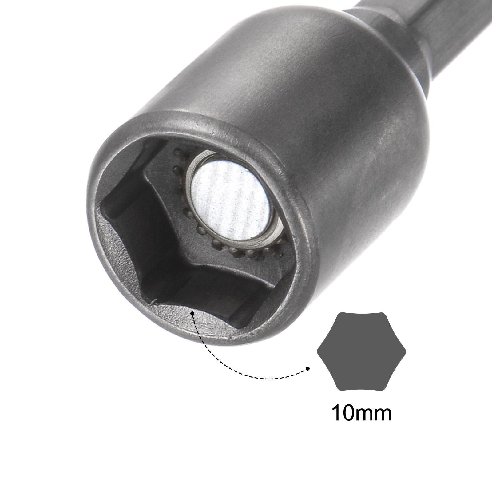 5pcs 1/4″ Quick-Change Hex Shank 10mm Magnetic Nut Driver Bit 1.89″ Length