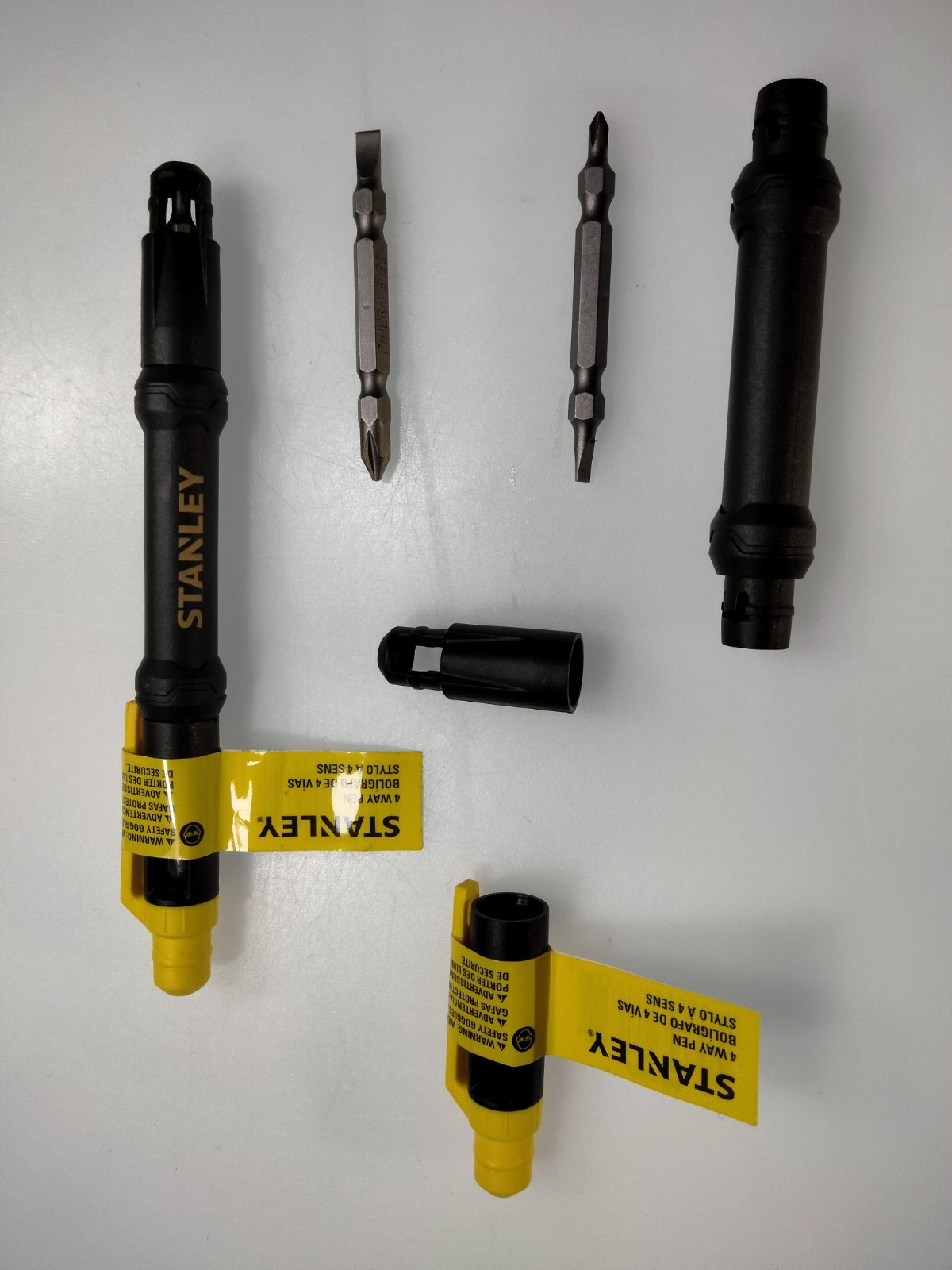 Mini 4-Way Pen 5/32 in 1/8 Flathead Phillips Head Screwdriver Small Black Yellow