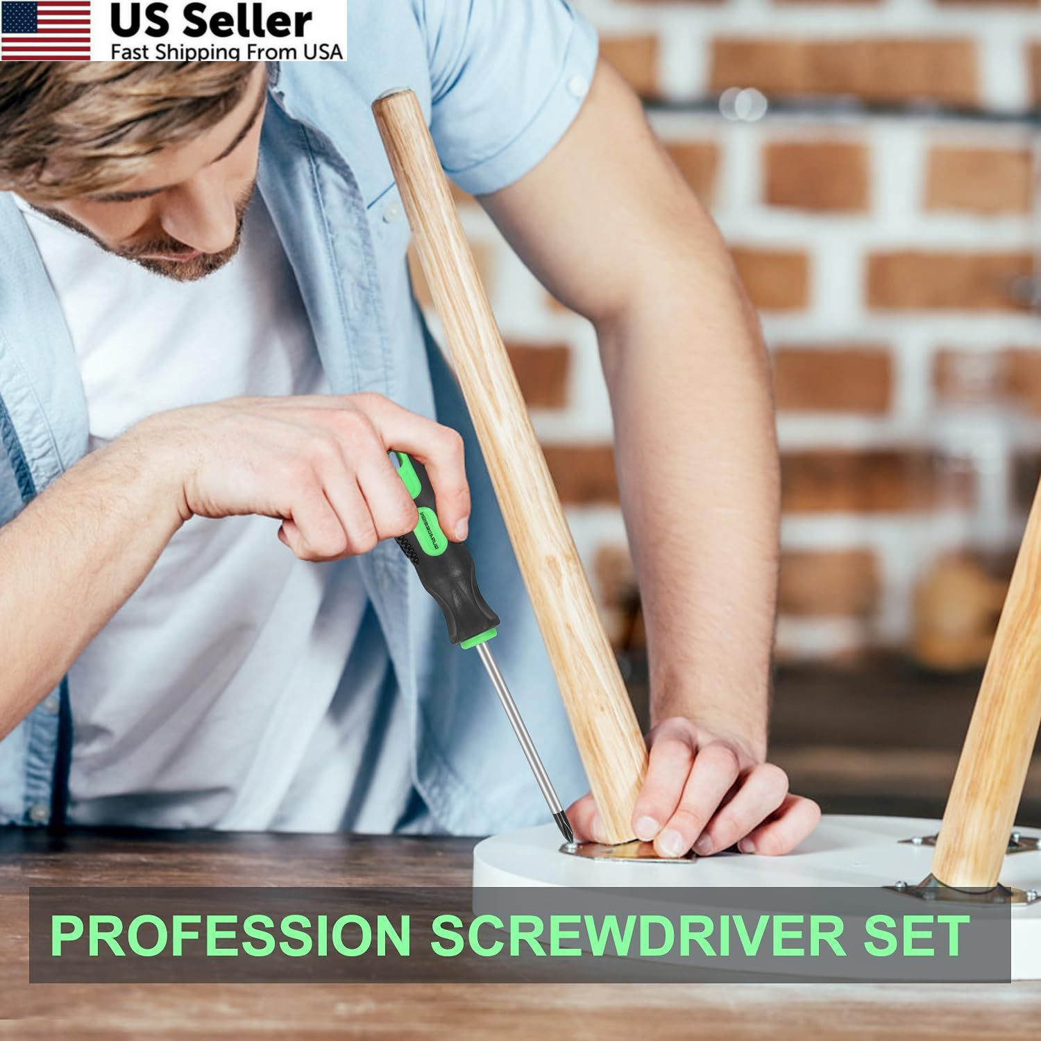GURADESIGN 7-Piece Magnetic Screwdrivers Set, 4 ‎Phillips & Slotted, Green