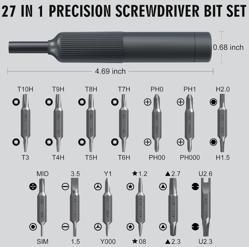 27in1 Precision Screwdriver Set Magnetic Bits Pen Repair Tool Kit Pro – NEW