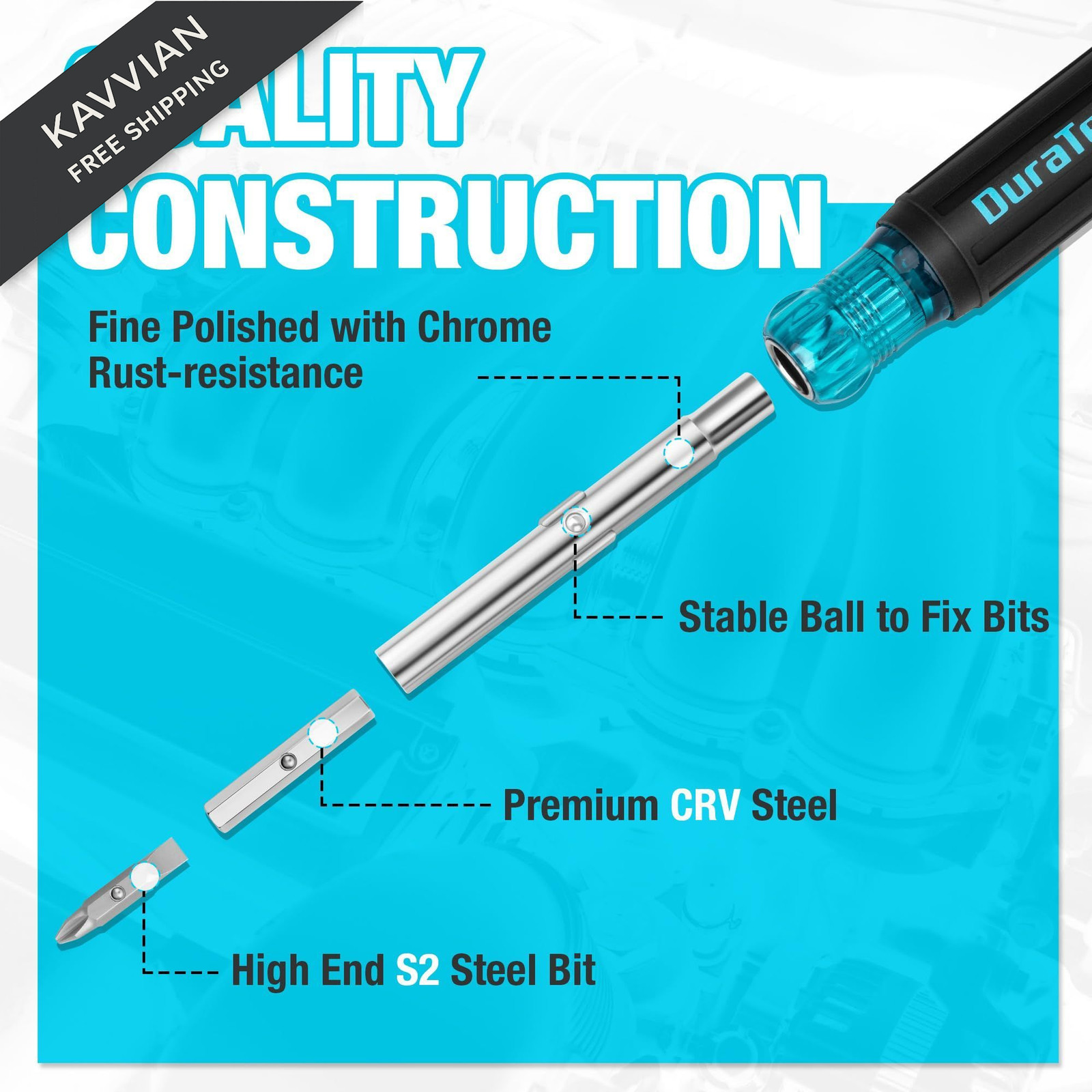 DURATECH Screwdriver, Multi Bit 11-in-1 Screw Driver & Nut Set,…