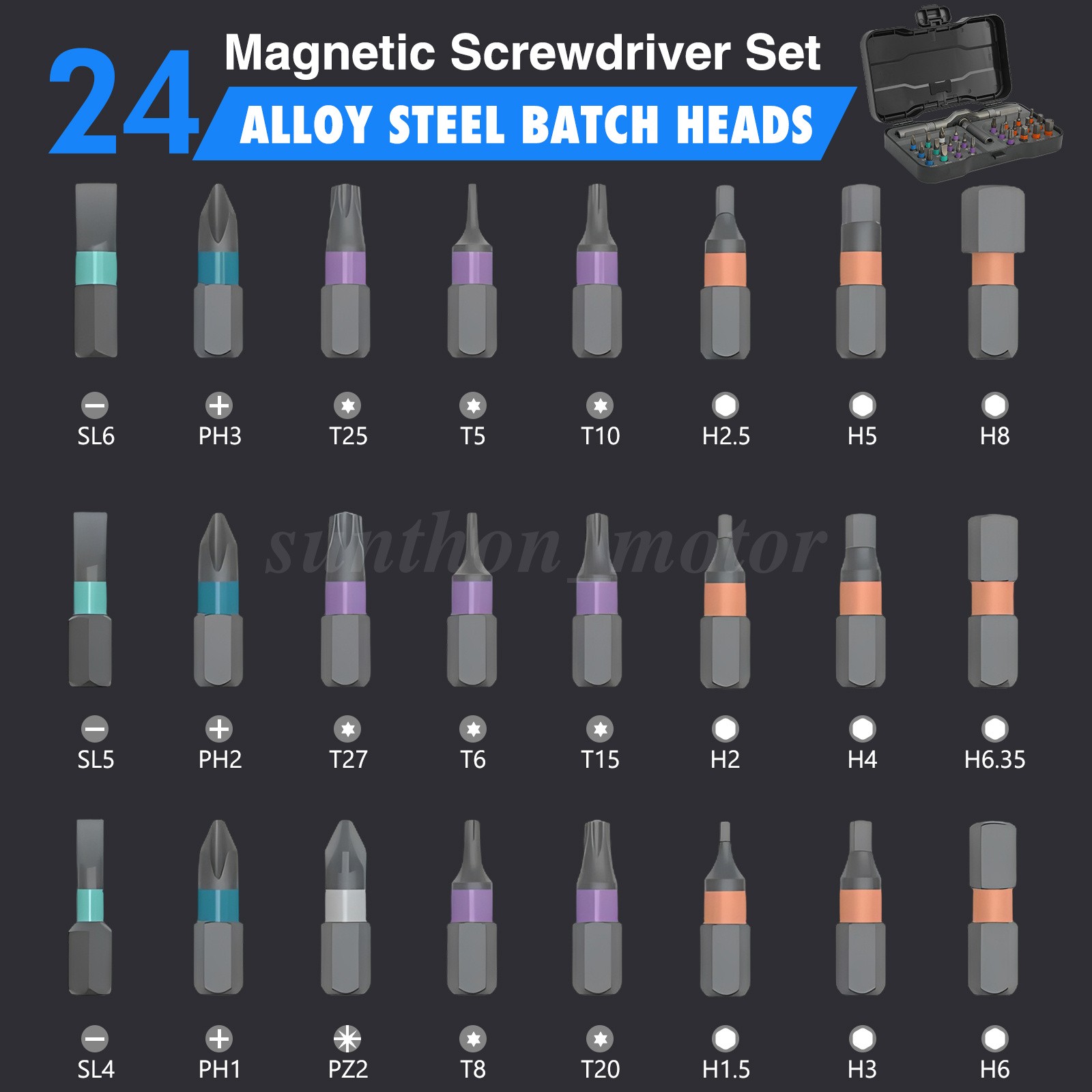 25PCS 24 in 1 Magnetic Screwdriver Head Set PC Phone Electronics Repair Tool Kit