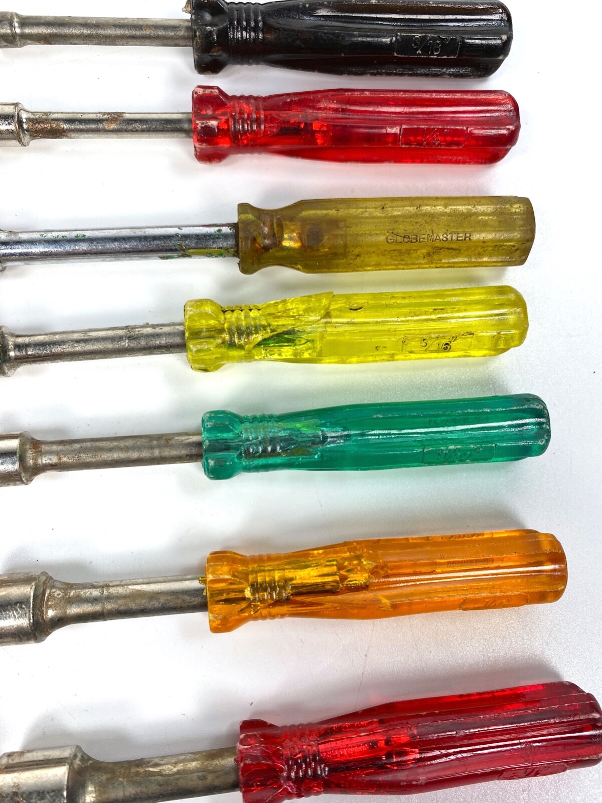 Mixed Lot of 13 Nutdrivers 6 Cal-Hawk and 6 Unbranded Standard SAE 3/16″ – 1/2″