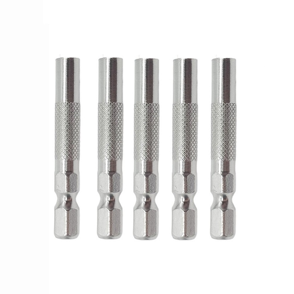 Silver 6.35mm 1/4″ Insert Bit Adapter 5PCS Hex 6.35mm Electric Screwdriver