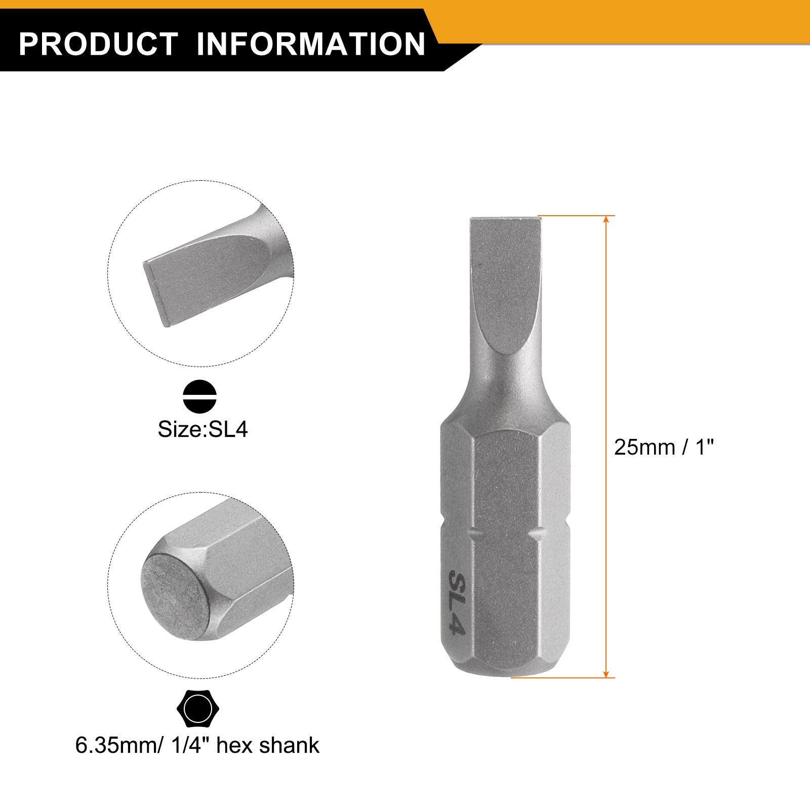 10pcs SL4 Magnetic Slotted Screwdriver Bit 1/4″ Hex Shank 25mm Length S2 Steel