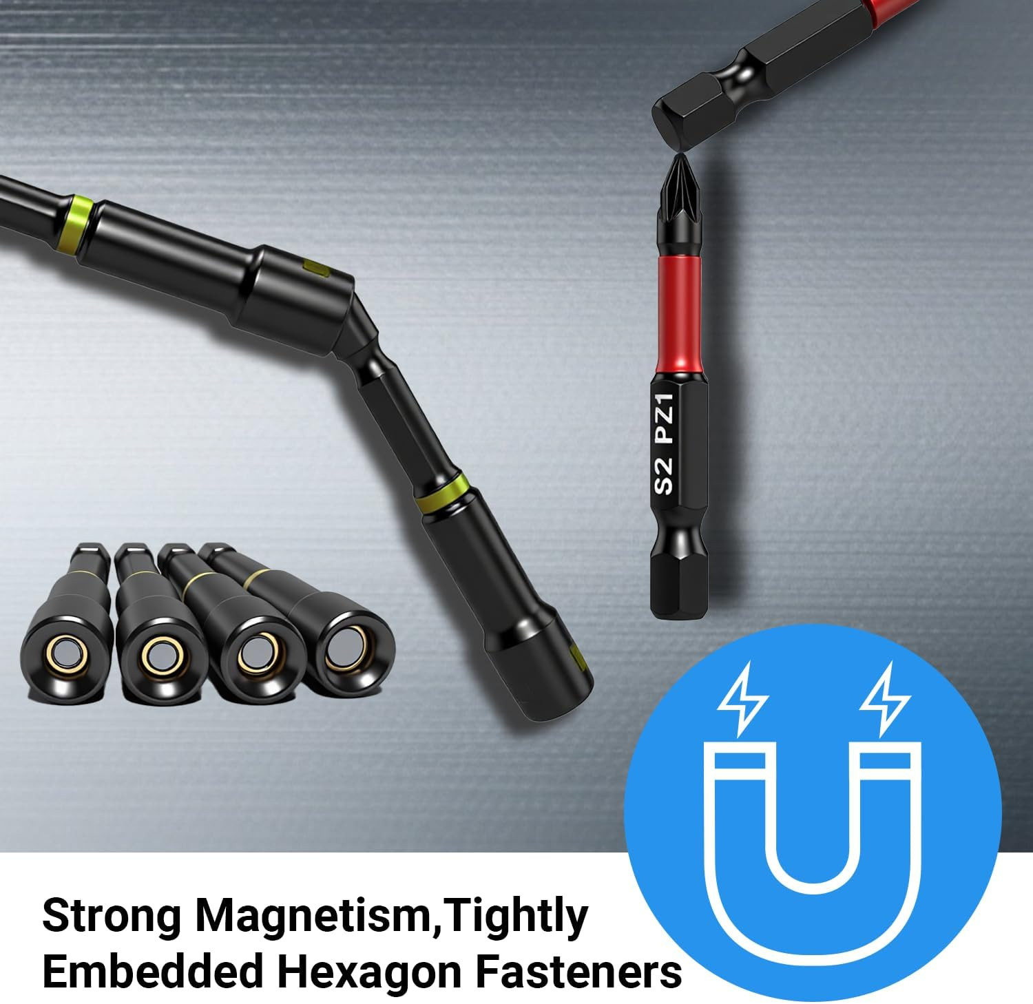 80-Piece Magnetic Impact Nut Driver Set, Sae/Metric Nut Driver Set, Socket Adapt